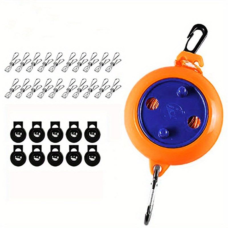 Portable Clothes Drying Line for Camping and Travel - Lightweight and Compact with 12 Clothespins Included