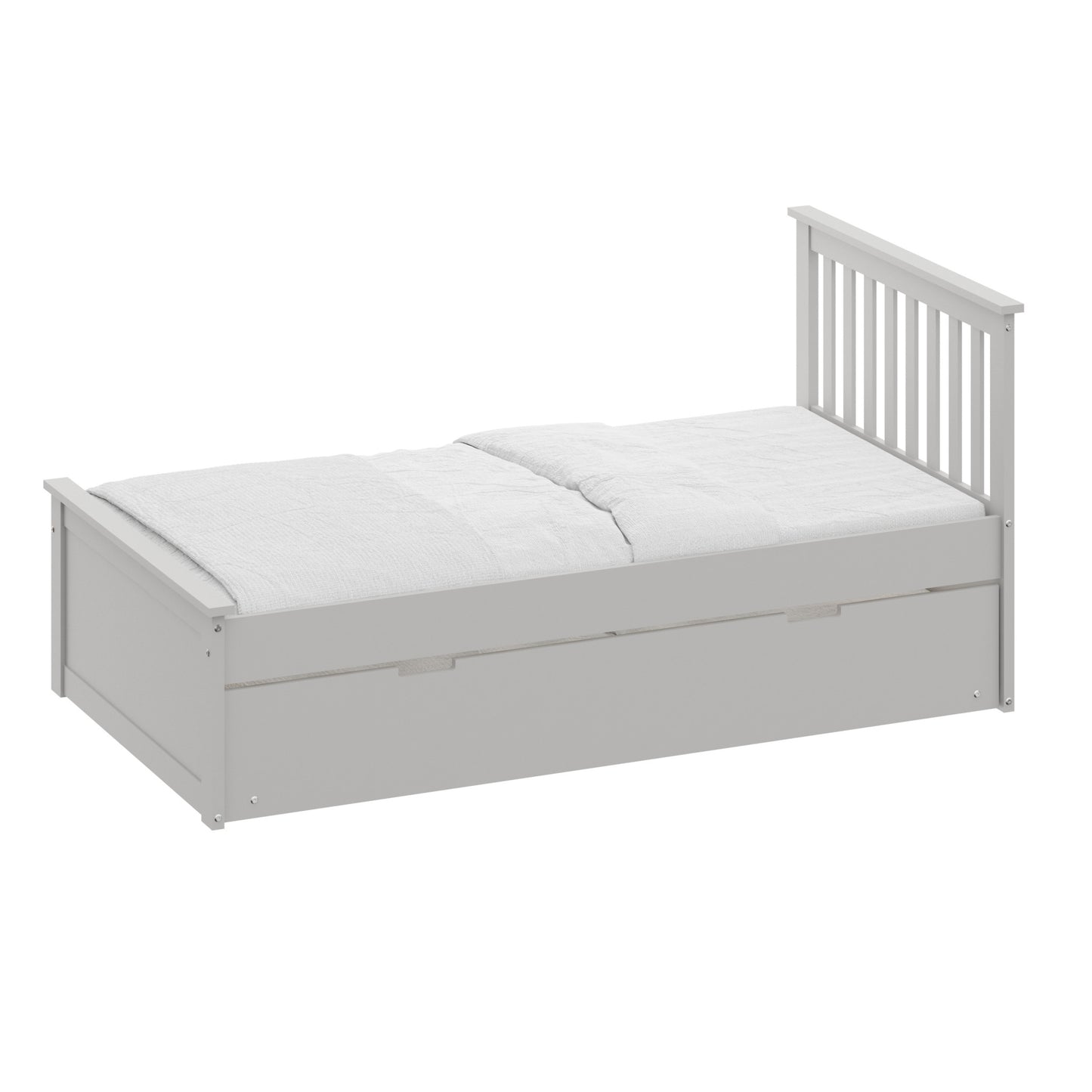 Gray Solid Wood Twin Bed With Pull Out Trundle-1