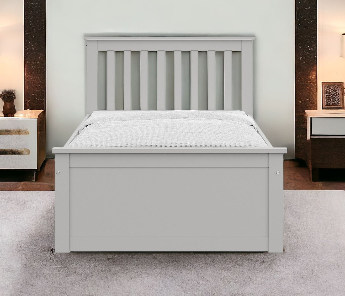 Gray Solid Wood Twin Bed With Pull Out Trundle-3