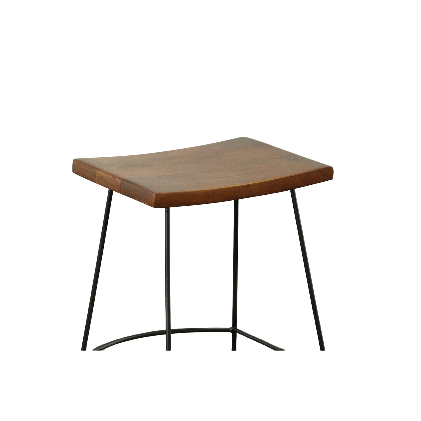 Set of Two 25" Chestnut and Black Solid Wood and Steel Backless Counter Height Bar Chairs-4