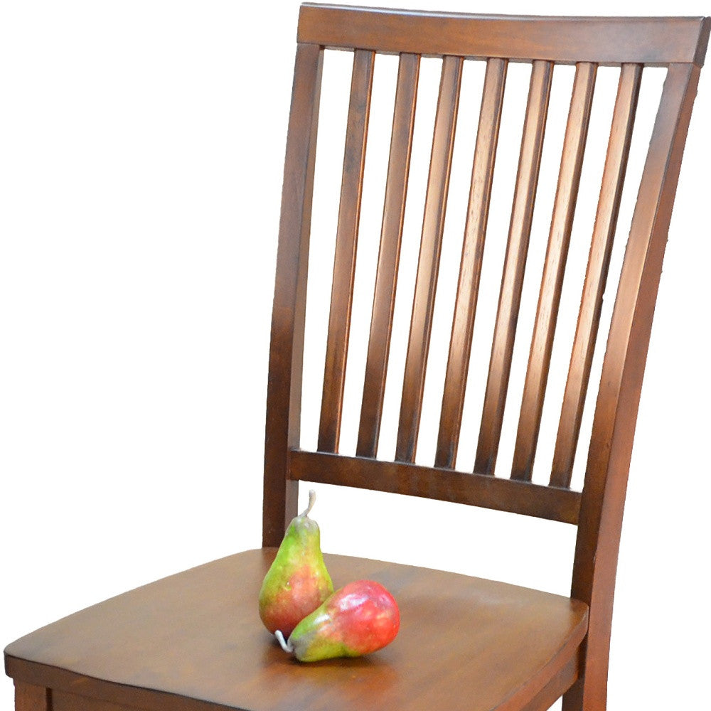 Chestnut Wood Slat Back Dining Side Chair-3