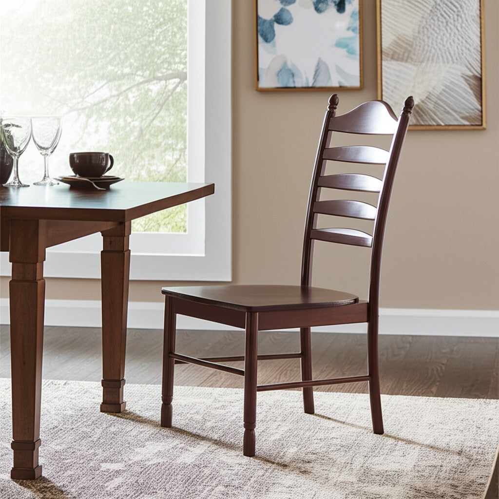 Espresso Wood Ladder Back Dining Side Chair-2