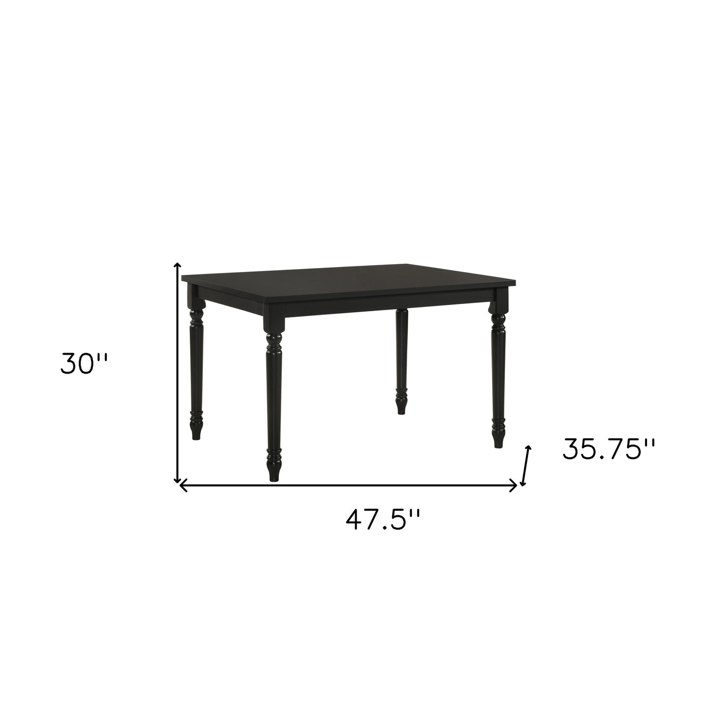 48" Black Solid Wood Dining Table-3