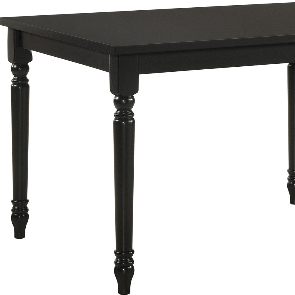 48" Black Solid Wood Dining Table-2