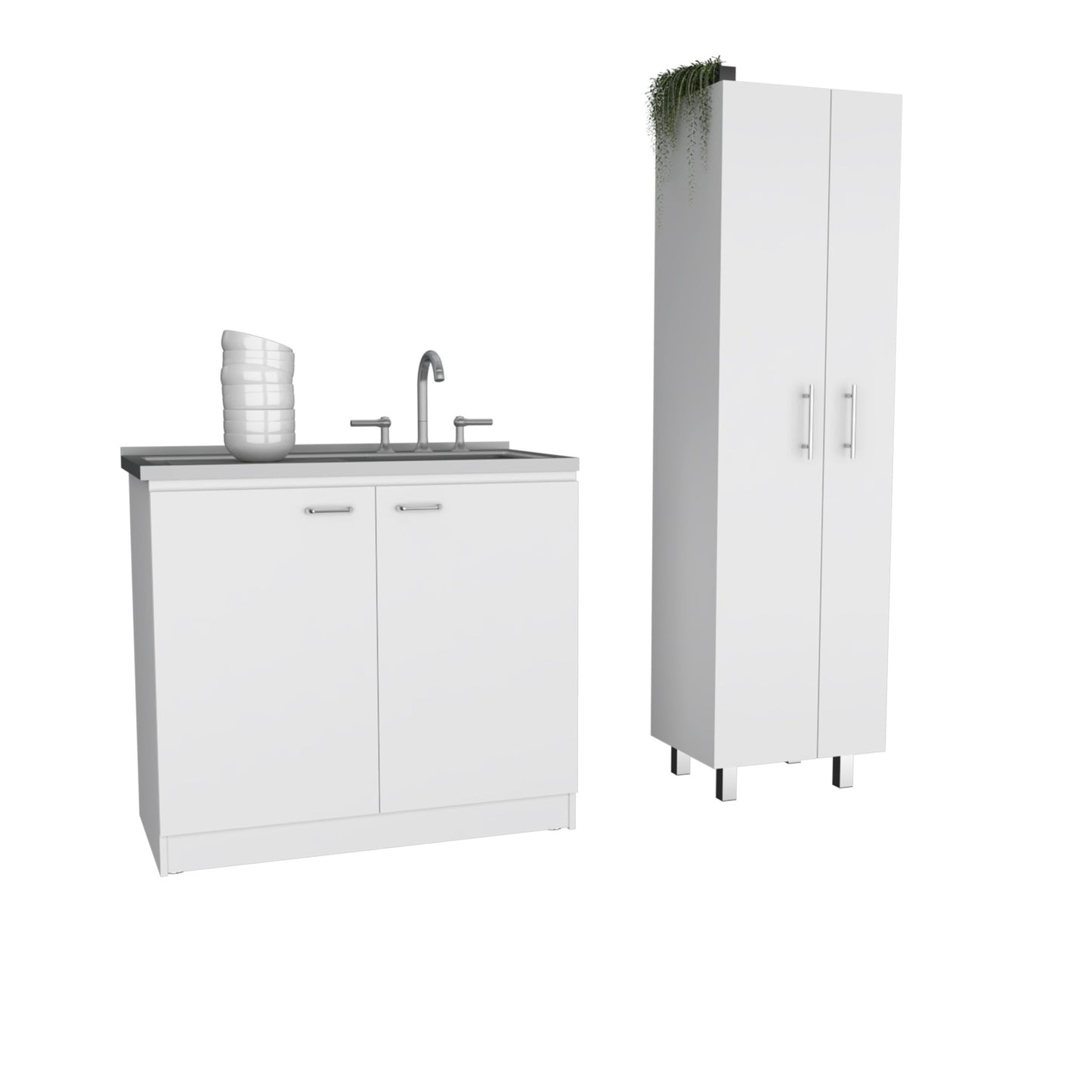 White 39" Kitchen Island Set-2