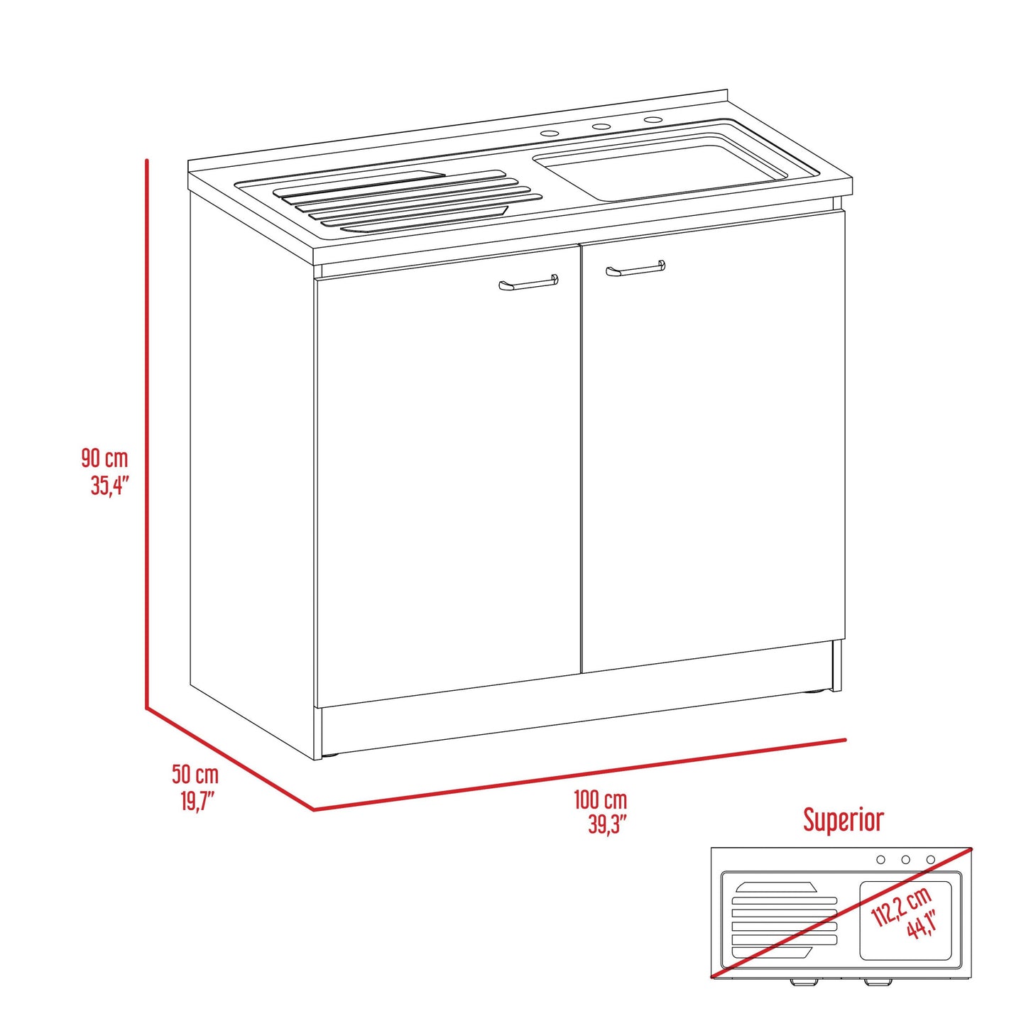 White 39" Kitchen Island Set-5