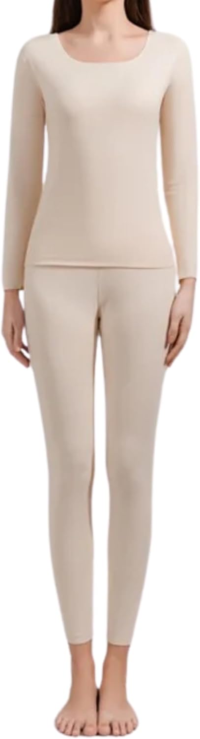 Ultra soft Seamless Thermal Underwear Long Johns 2 Set, Long Sleeve Top and Pants with Fleece Cold Weather Base layer, Quick-Dry For Girls and Women-3