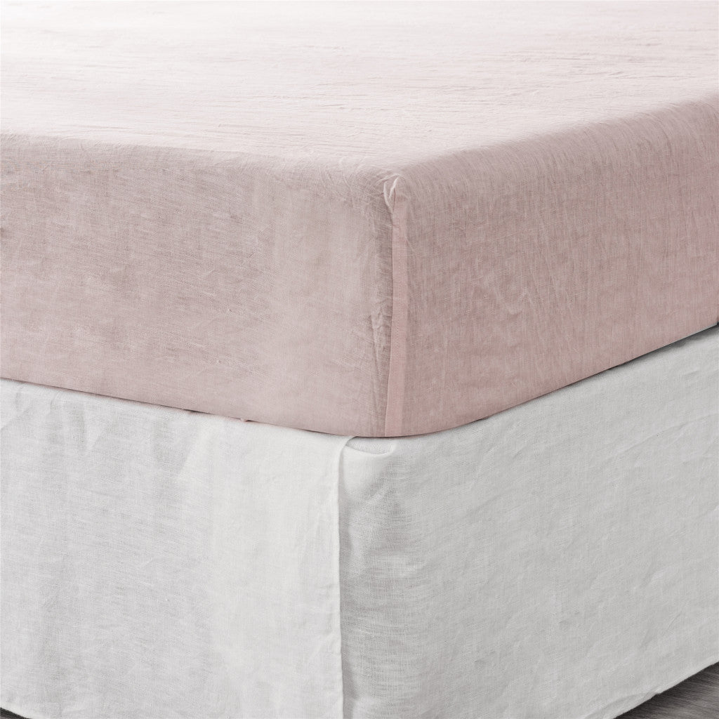 Champagne Pink Linen Queen Fitted sheet-2
