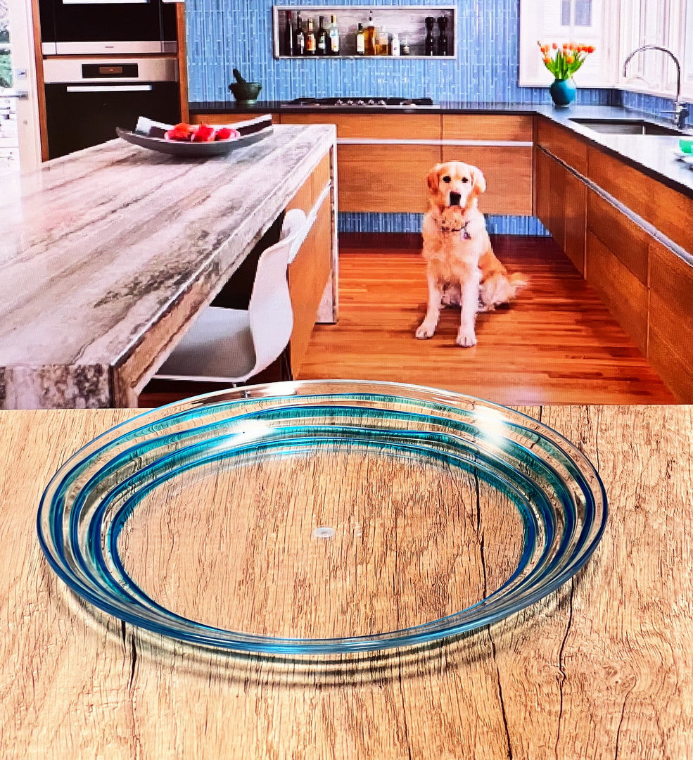 Blue Four Piece Round Swirl Acrylic Service For Four Salad Plate Set-6