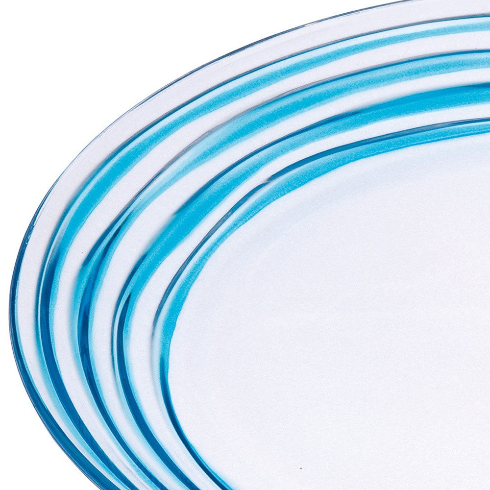 Blue Four Piece Round Swirl Acrylic Service For Four Salad Plate Set-2