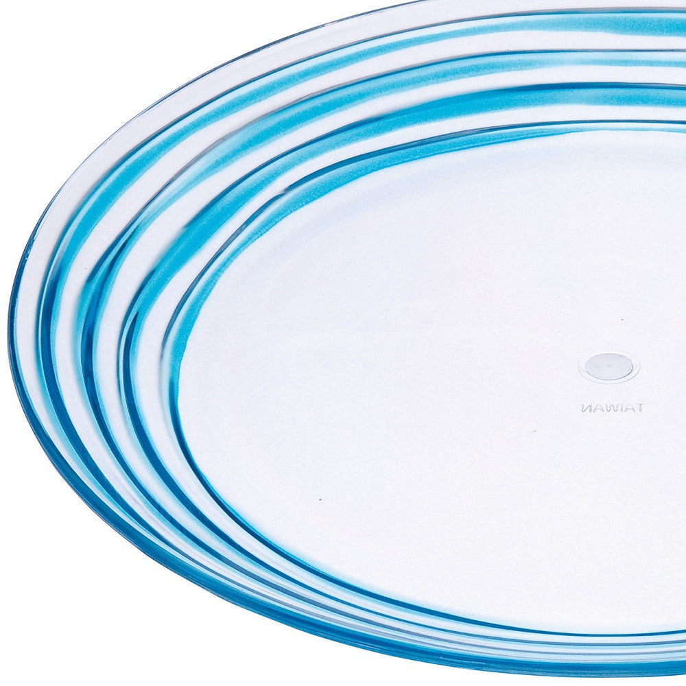 Blue Four Piece Round Swirl Acrylic Service For Four Salad Plate Set-3