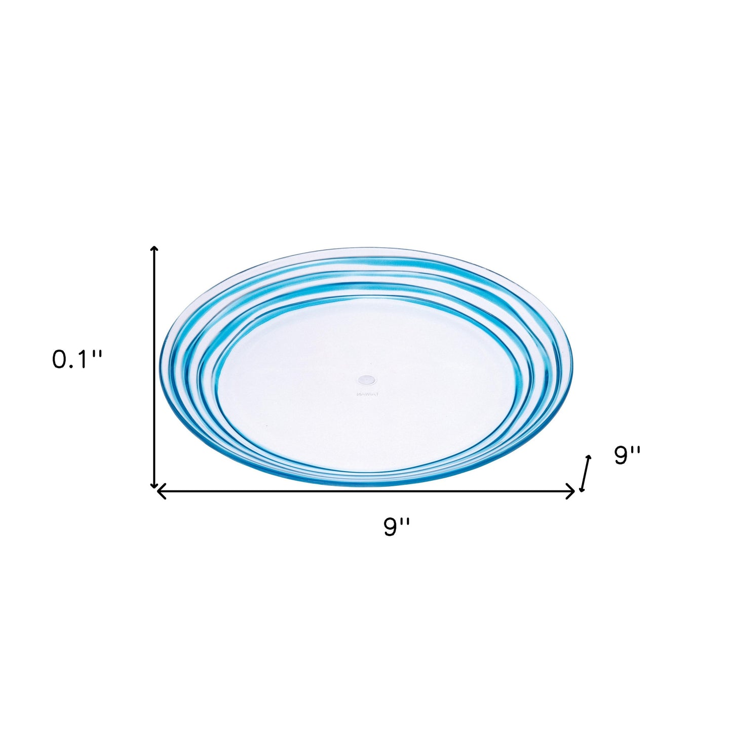 Blue Four Piece Round Swirl Acrylic Service For Four Salad Plate Set-5