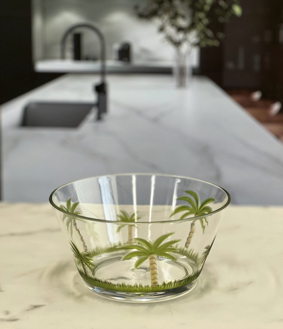 Clear and Green Four Piece Palm Tree Acrylic Service For Four Bowl Set-8