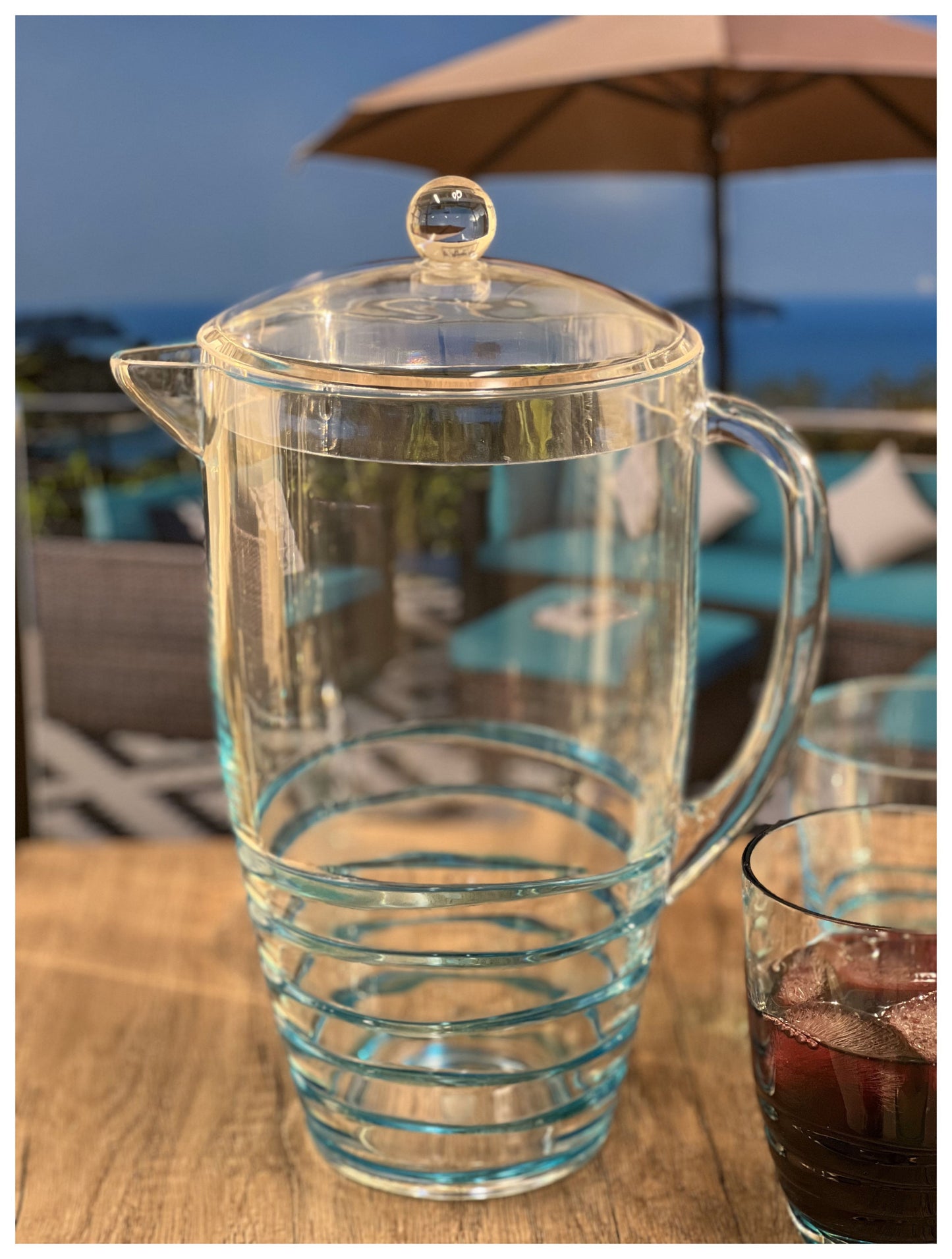 2.5 Quart Clear and Blue Swirl Acrylic Pitcher-3
