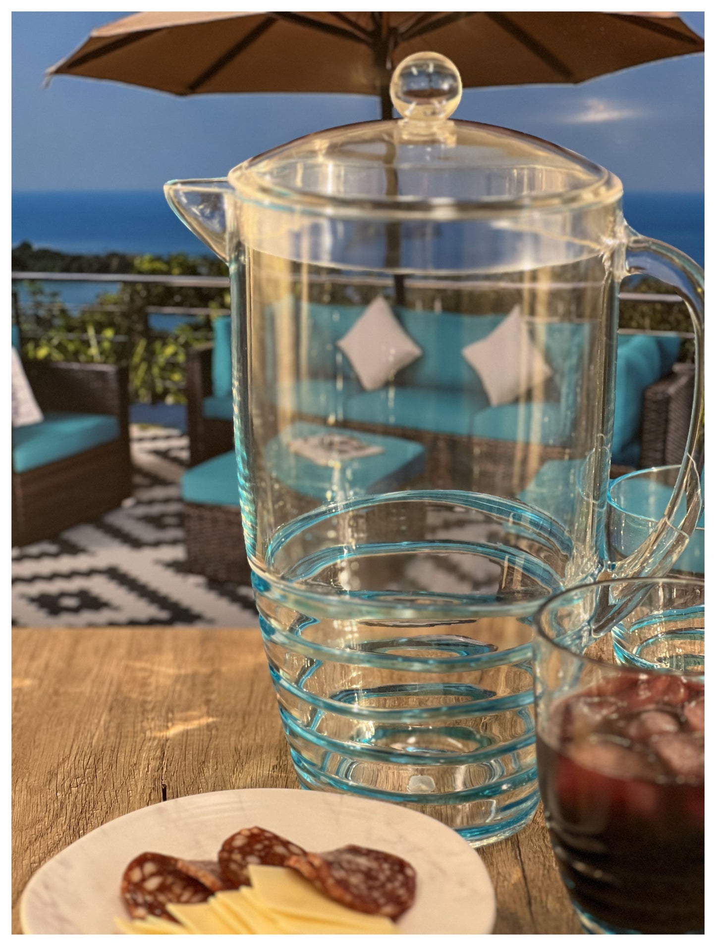 2.5 Quart Clear and Blue Swirl Acrylic Pitcher-4