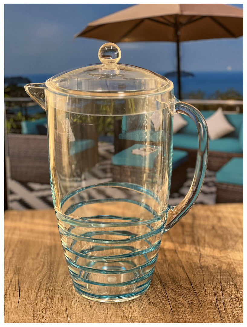 2.5 Quart Clear and Blue Swirl Acrylic Pitcher-6