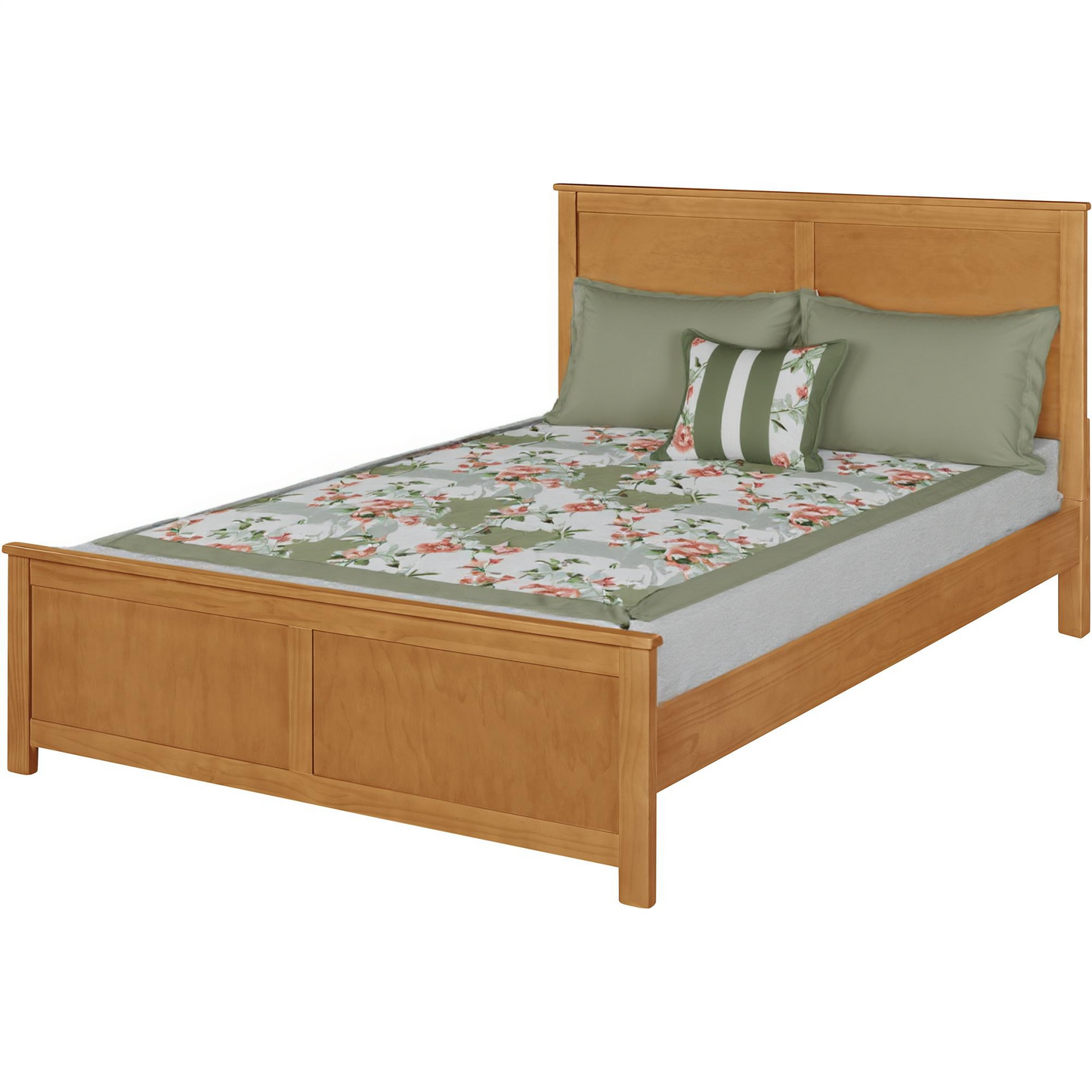 Brown Solid Wood Queen Bed Frame-2