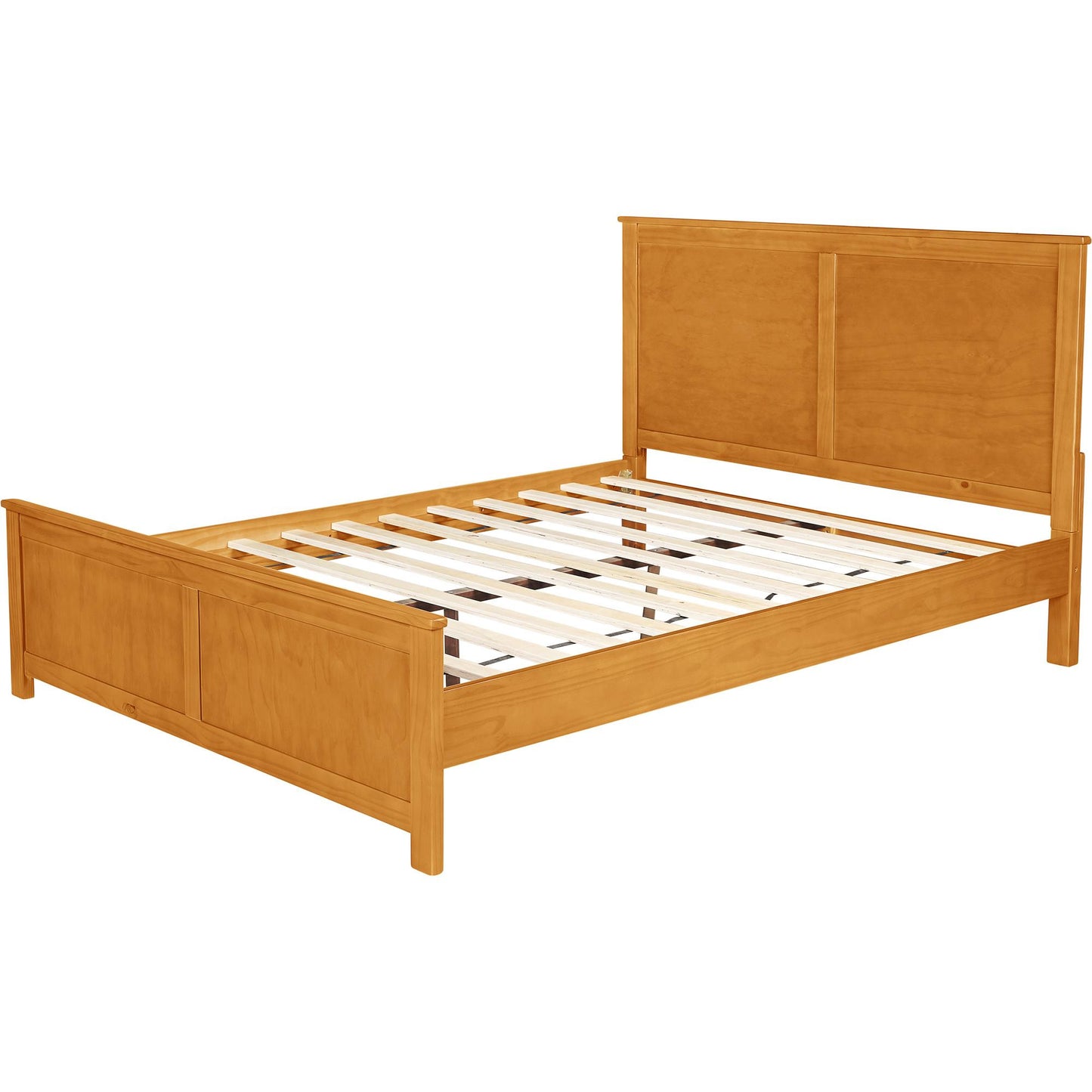 Brown Solid Wood Queen Bed Frame-3