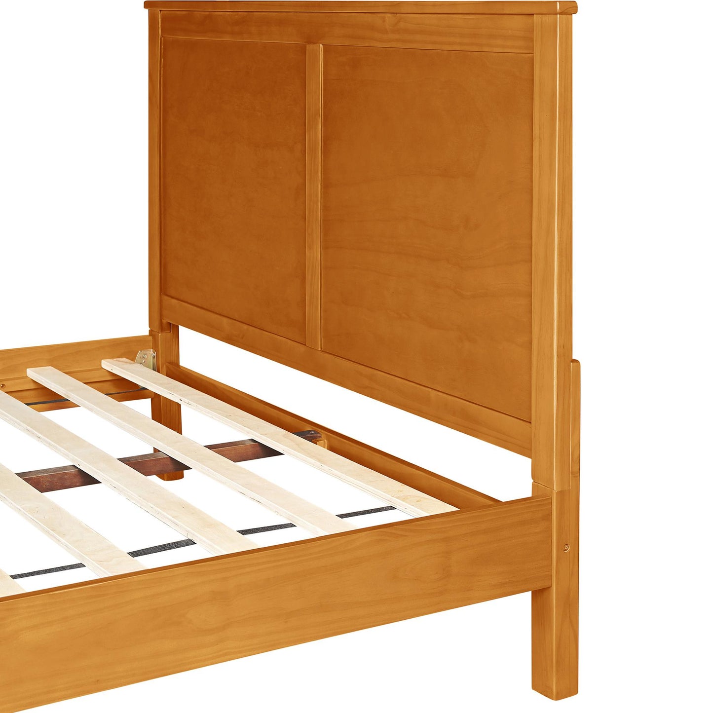 Brown Solid Wood Queen Bed Frame-8