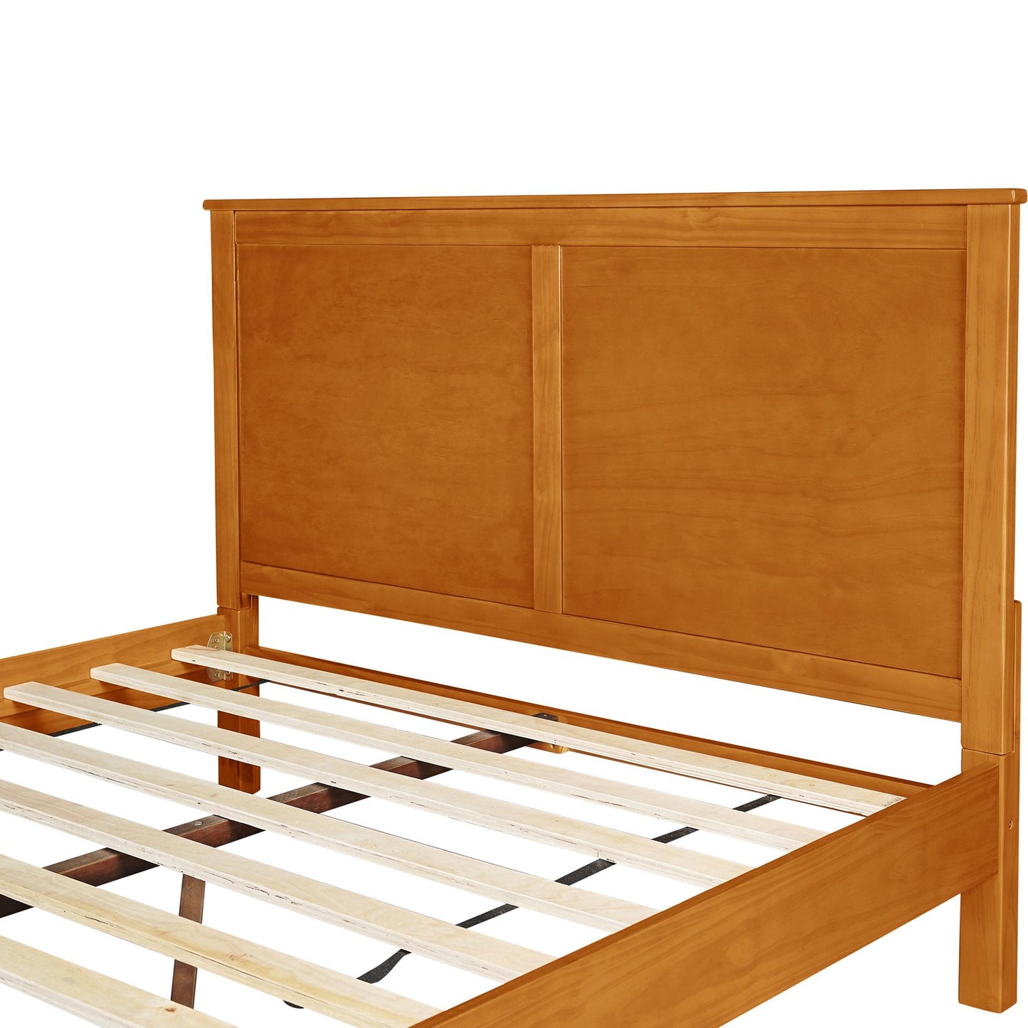 Brown Solid Wood Queen Bed Frame-7