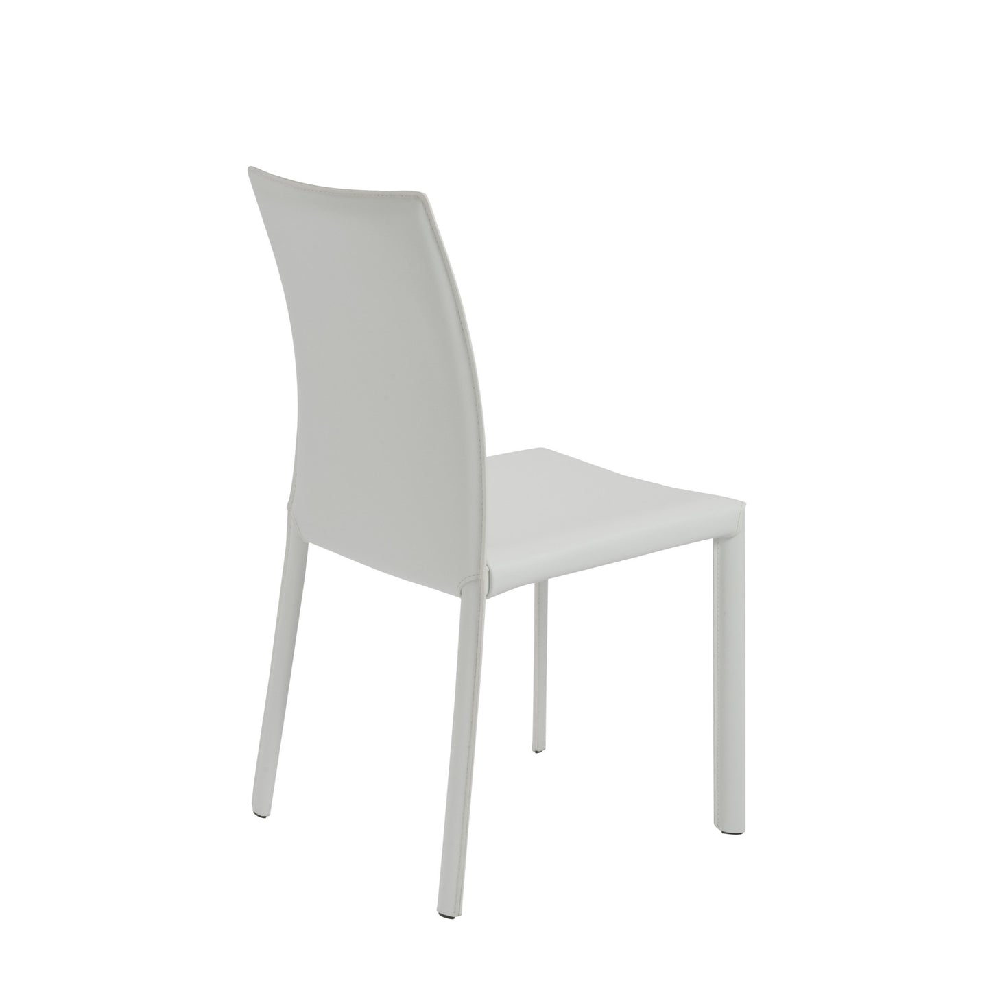 Set of Two White Upholstered Leather Dining Side Chairs-4