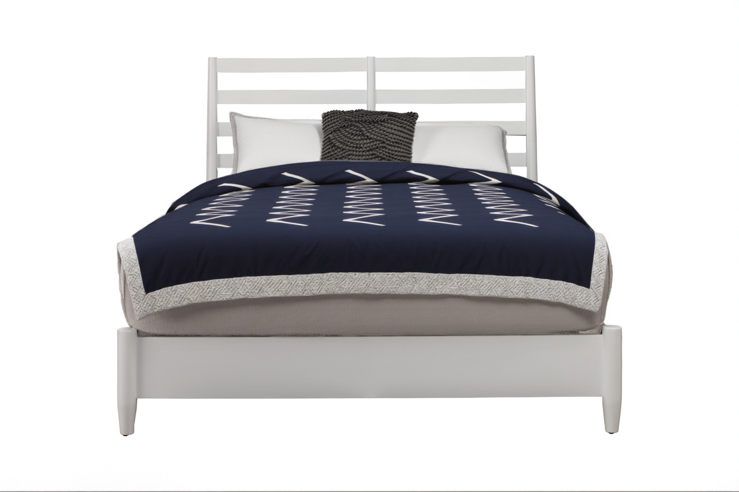 White Slat Back Solid Wood Full Bed Frame-2