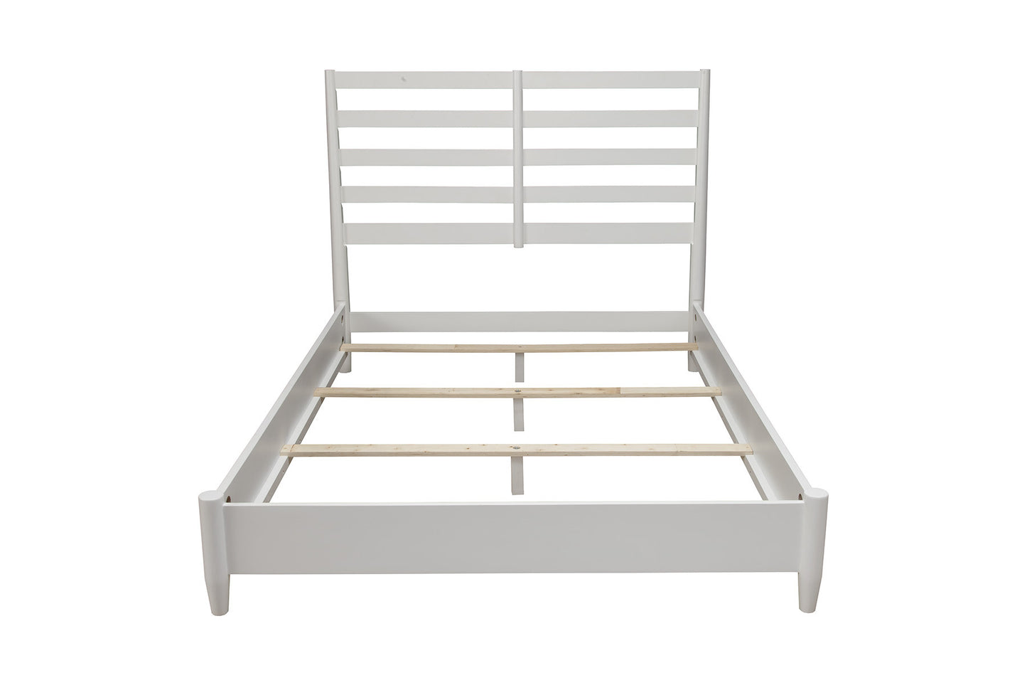 White Slat Back Solid Wood Full Bed Frame-3