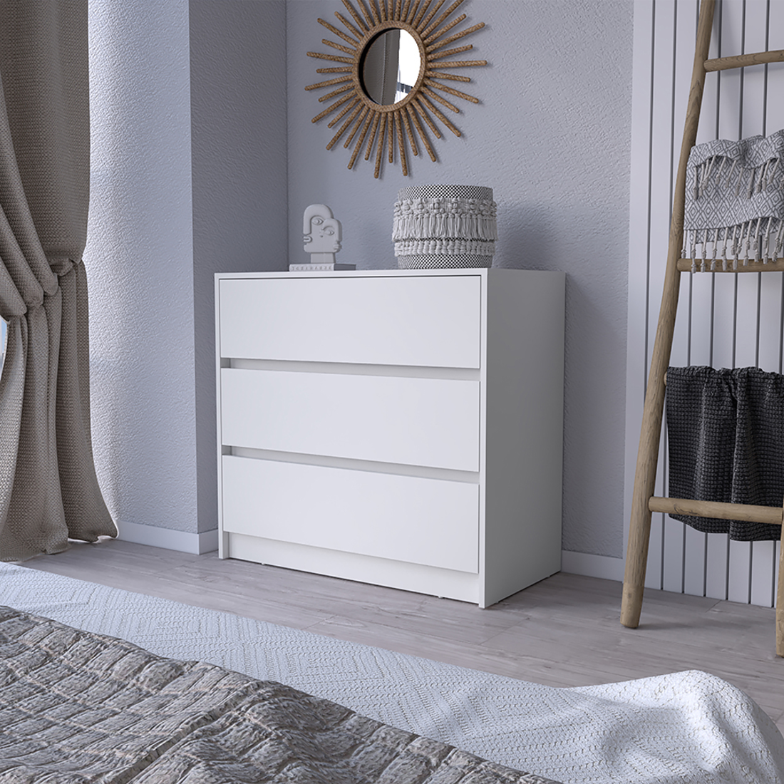 33" White Three Drawer Dresser-6