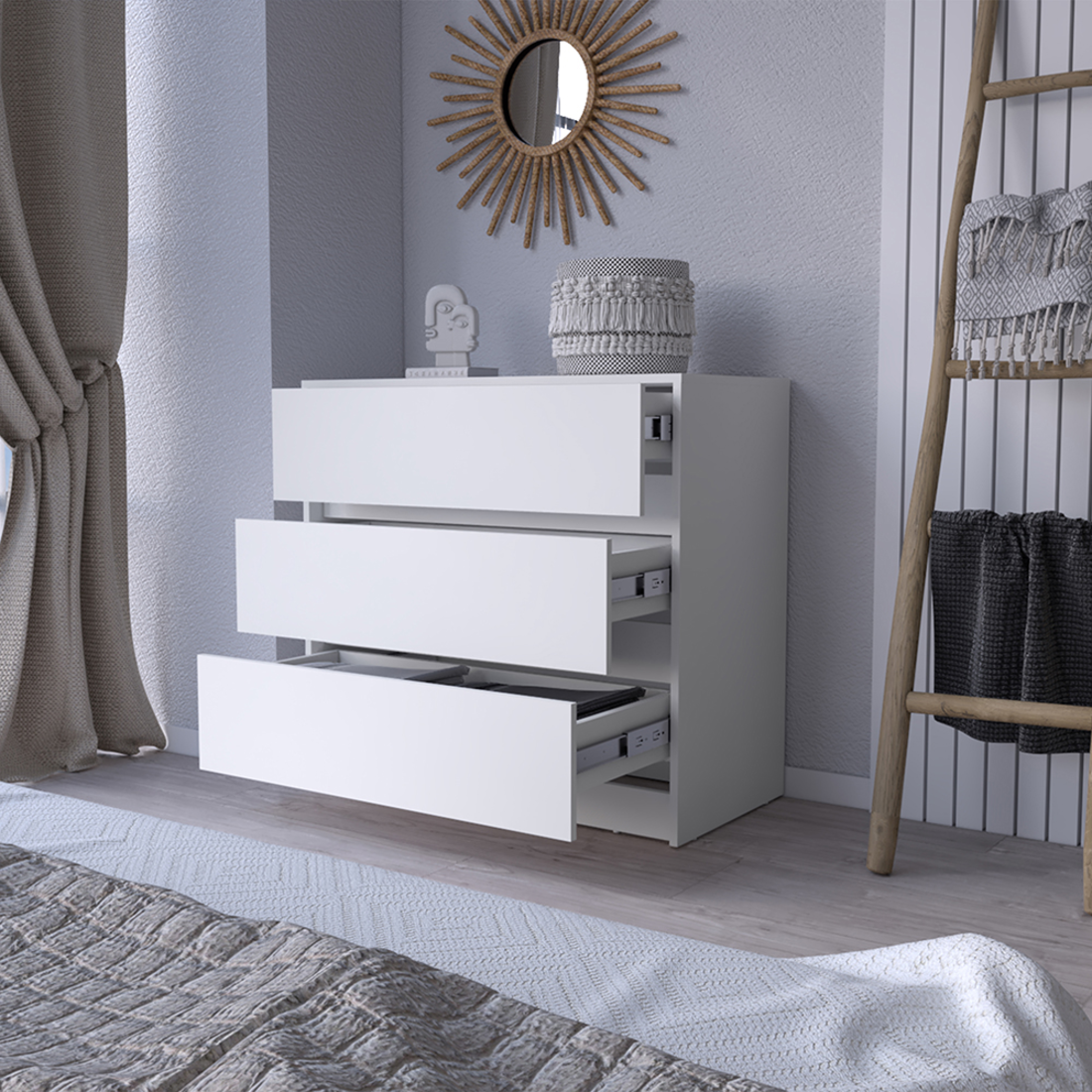33" White Three Drawer Dresser-5