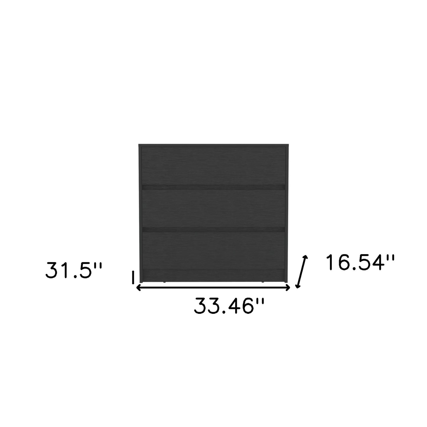 33" Black Three Drawer Dresser-7