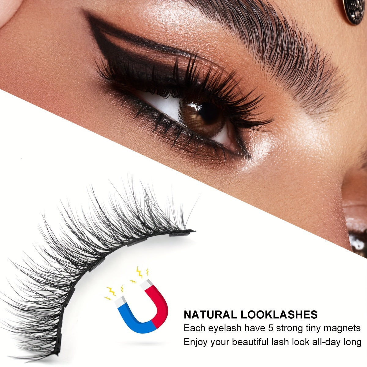 Magnetic Eyelashes With Eyeliner Kit, 5 Pairs Natural Looking Magnetic Lashes, Easy To Wear False Eyelash Set, No Glue Needed And Waterproof
