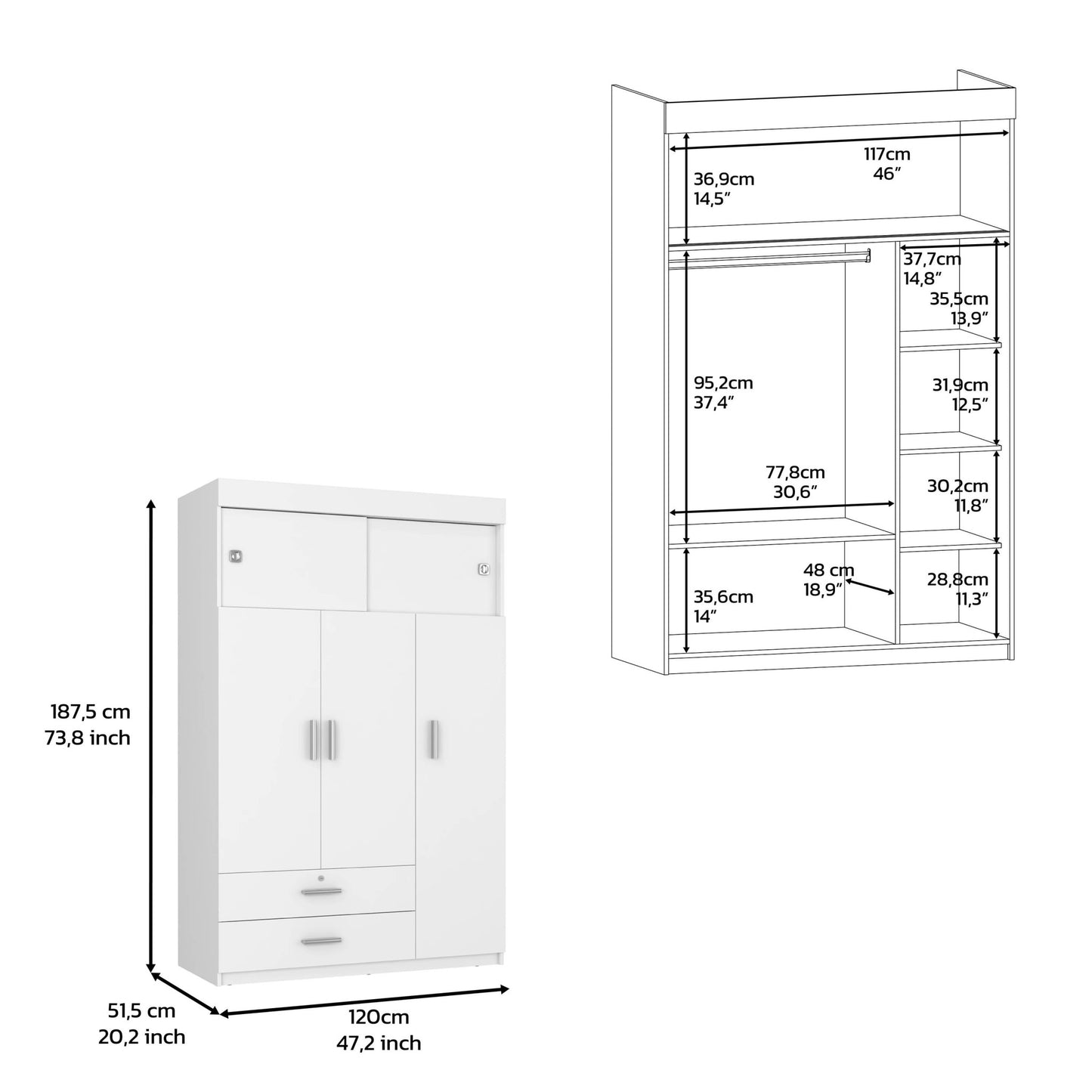 47" White Four Drawer Dresser-6