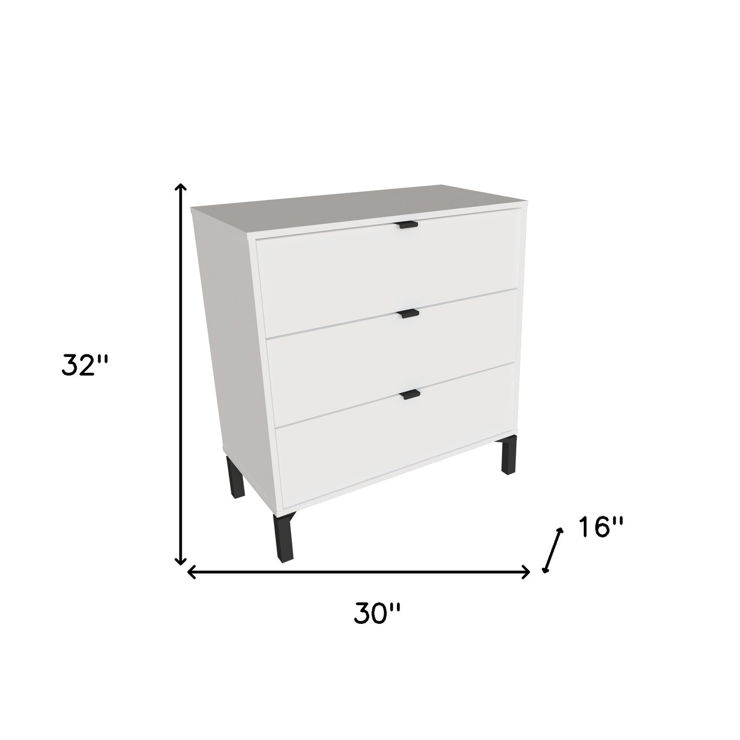 30" White Three Drawer Dresser-6