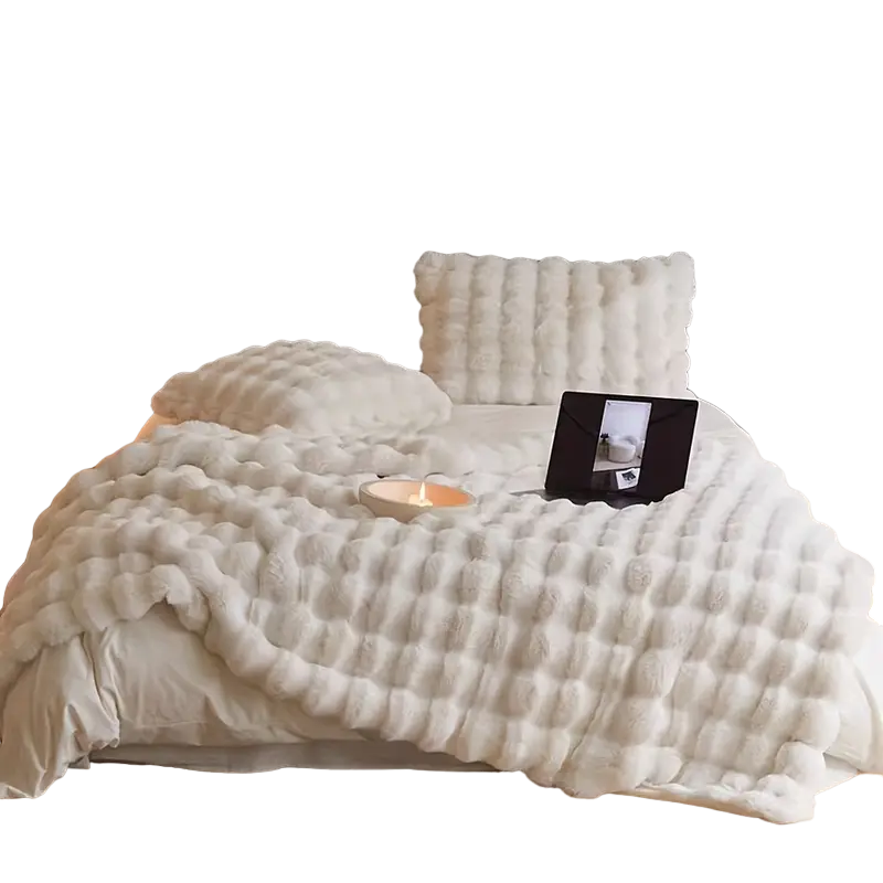 Soft and Cozy Plush Blanket - Vintage Elegance for Ultimate Comfort- White-0