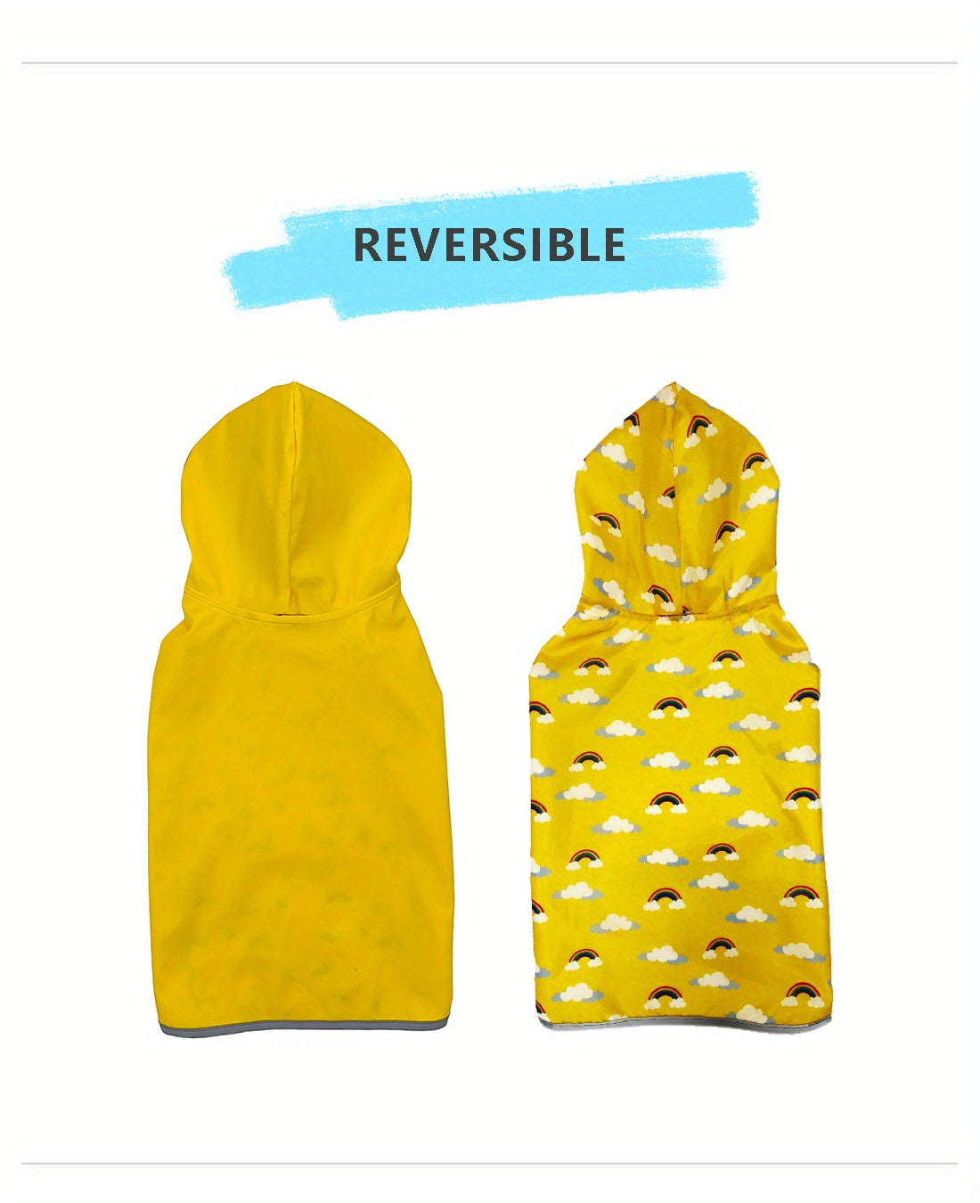 PETS TALE Reversible Waterproof Dog Raincoat - 1pc Polyester Pet Jacket with Duck Print - Machine Washable, Adjustable Straps for Small to Extra Large Breeds