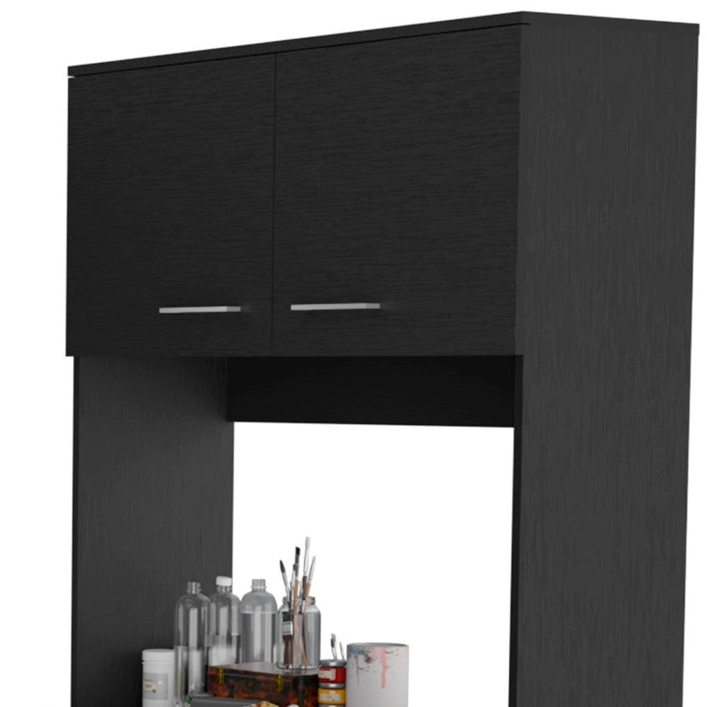 28" Black Wall mounted Accent Cabinet With Seven Shelves And Six Drawers-6