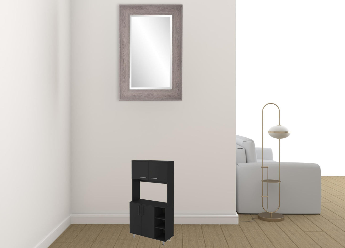 28" Black Wall mounted Accent Cabinet With Seven Shelves And Six Drawers-1