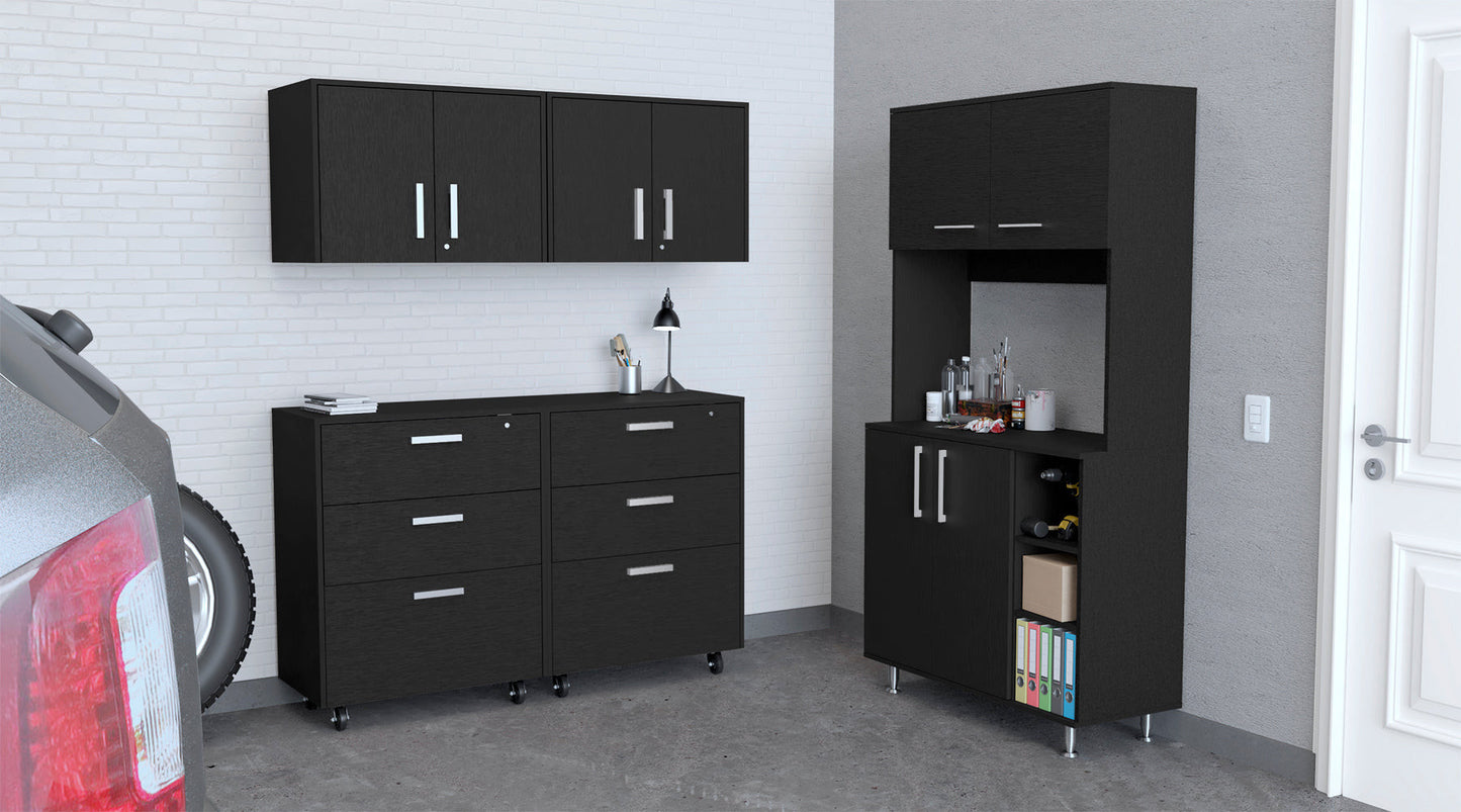 28" Black Wall mounted Accent Cabinet With Seven Shelves And Six Drawers-7
