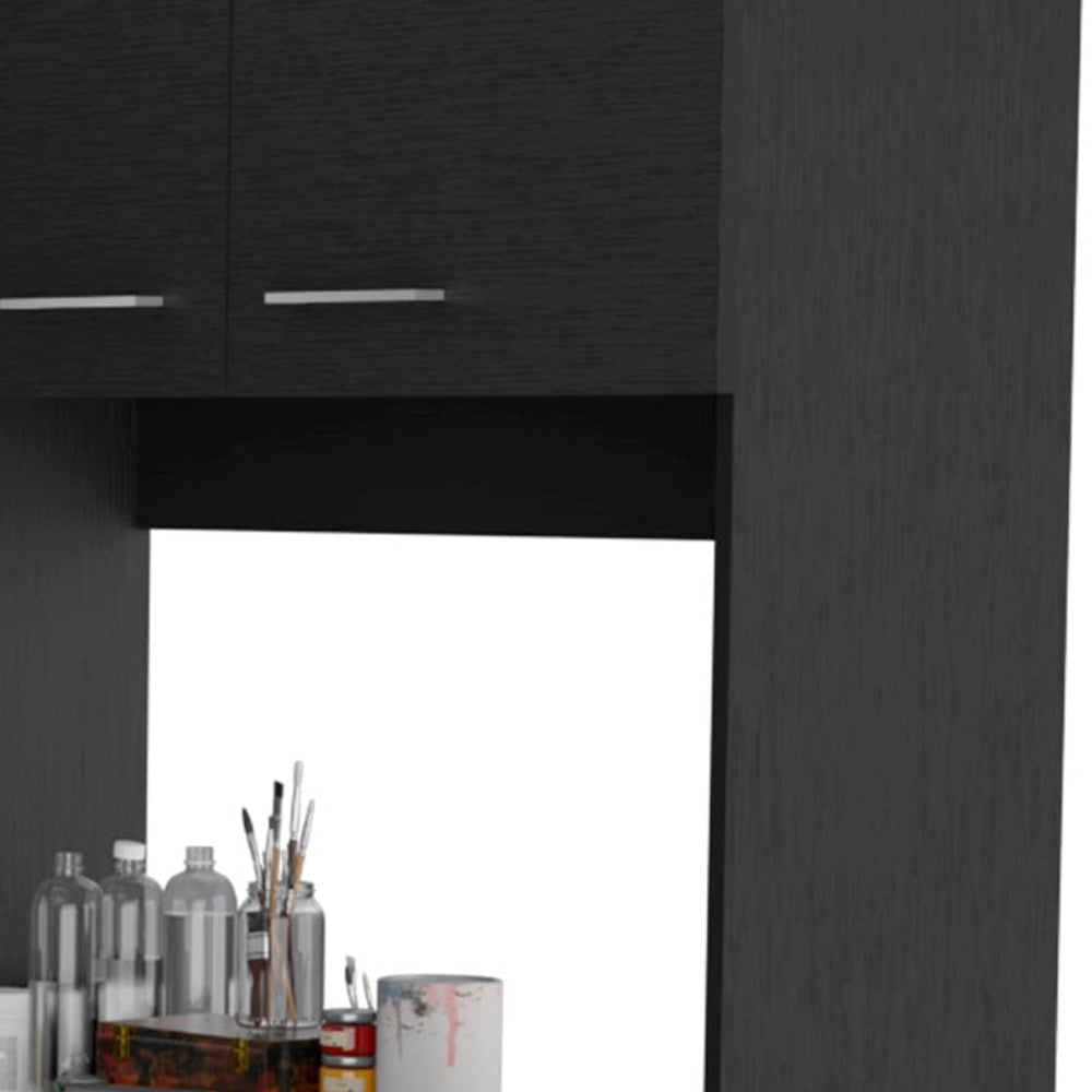 28" Black Wall mounted Accent Cabinet With Seven Shelves And Six Drawers-5