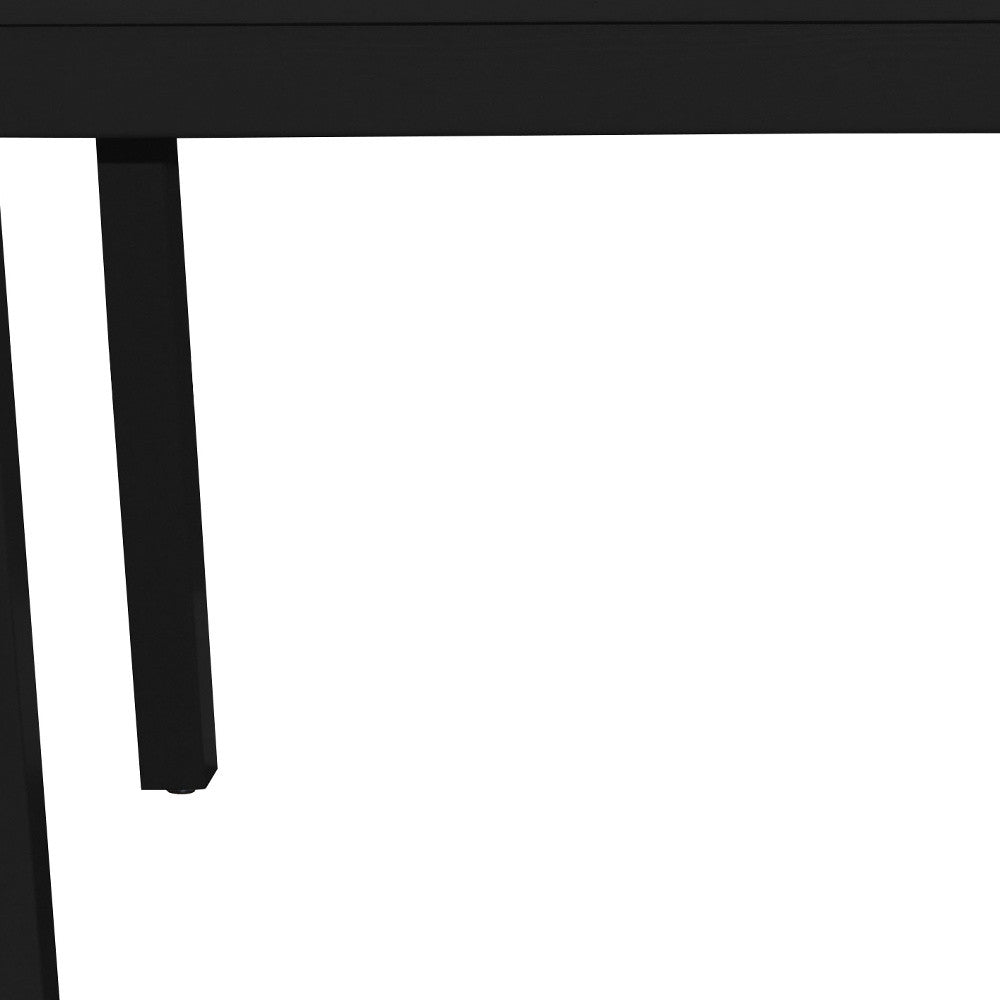 48" Black Solid Wood Dining Table-2