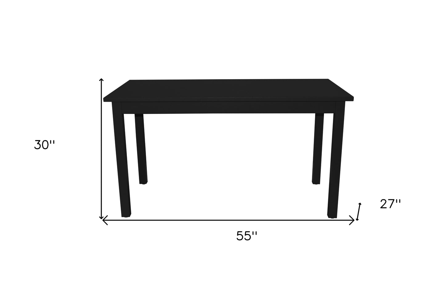 60" Black Solid Wood Dining Table-5