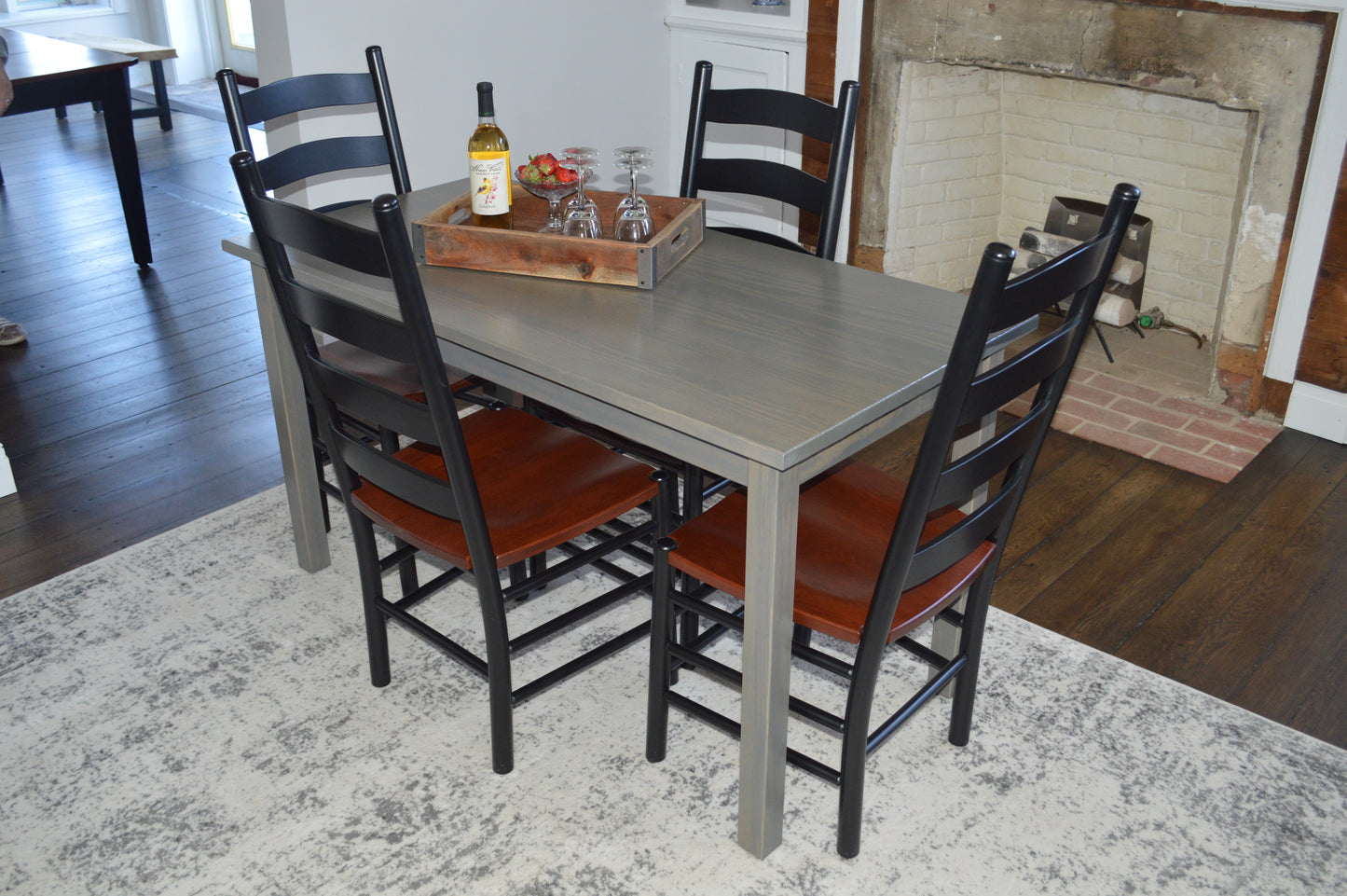 60" Gray Solid Wood Dining Table-8
