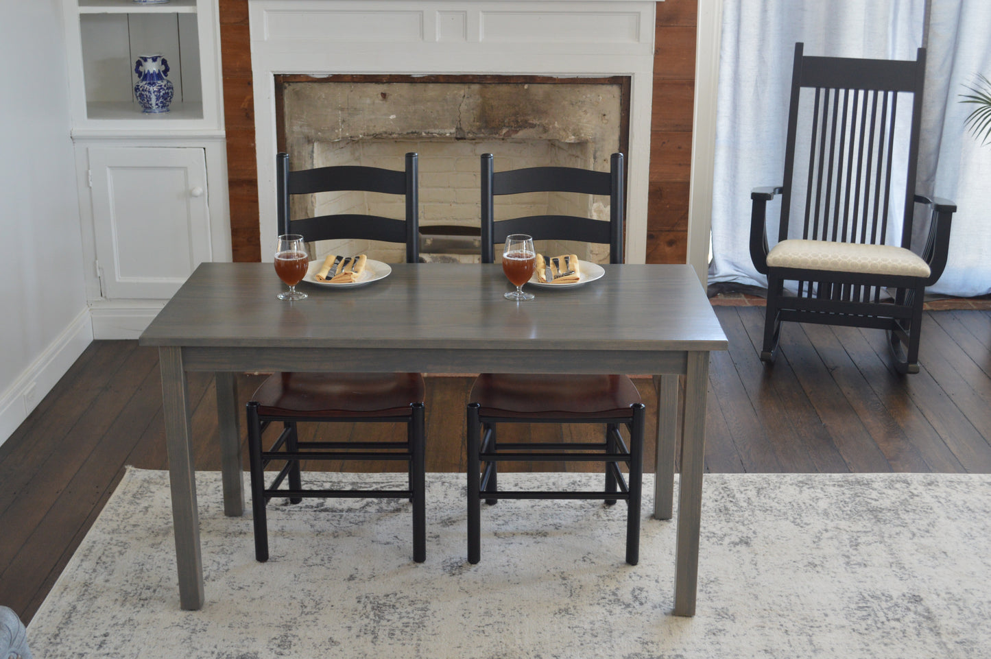 60" Gray Solid Wood Dining Table-6