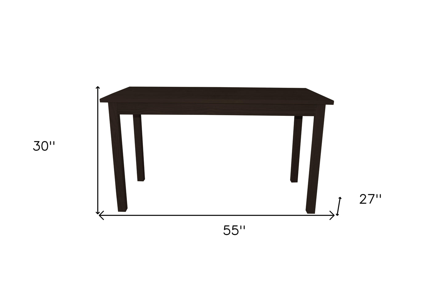 60" Dark Brown Solid Wood Dining Table-7