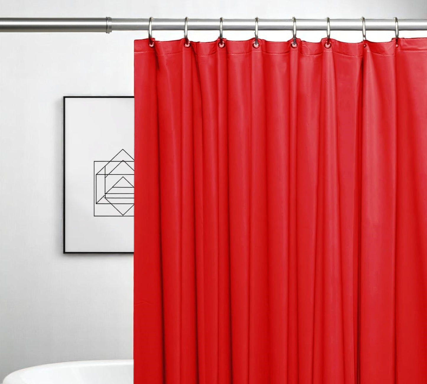 72" Red Vinyl Shower Curtain Liner-1