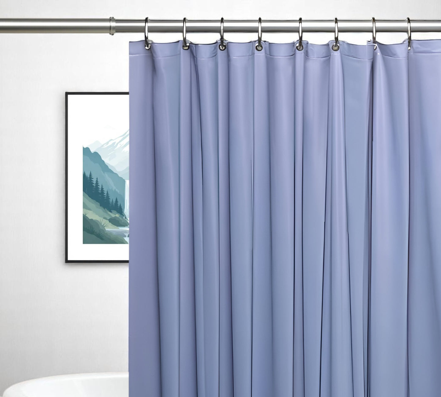 72" Blue Vinyl Shower Curtain Liner-1