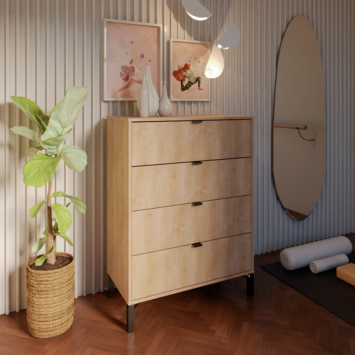 30" Natural Four Drawer Dresser-7