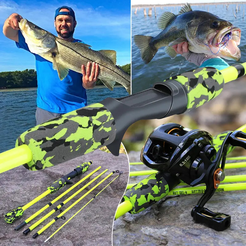 Ultralight 5-Section Travel Fishing Rod with Comfortable EVA Handle - Yellow-2