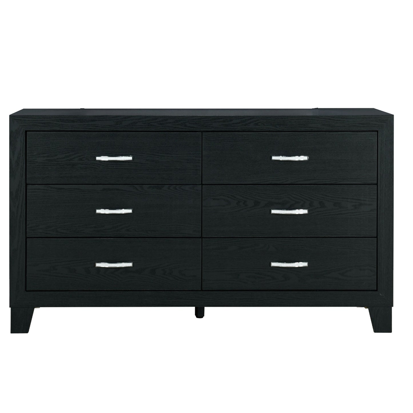 58" Black Wood Six Drawer Double Dresser-5