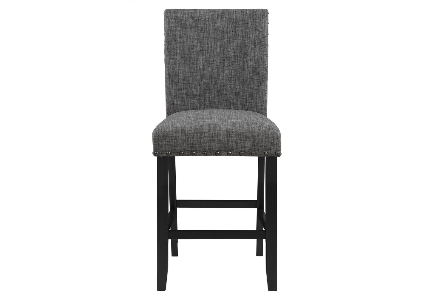 Set of Two 26" Gray and Black Wood and Fabric Counter Height Bar Chairs-2